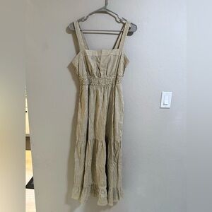 Toad&Co Striped Smocked Midi Dress Hemp TENCEL Blend Size S